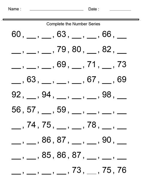 Complete The Series Worksheet .